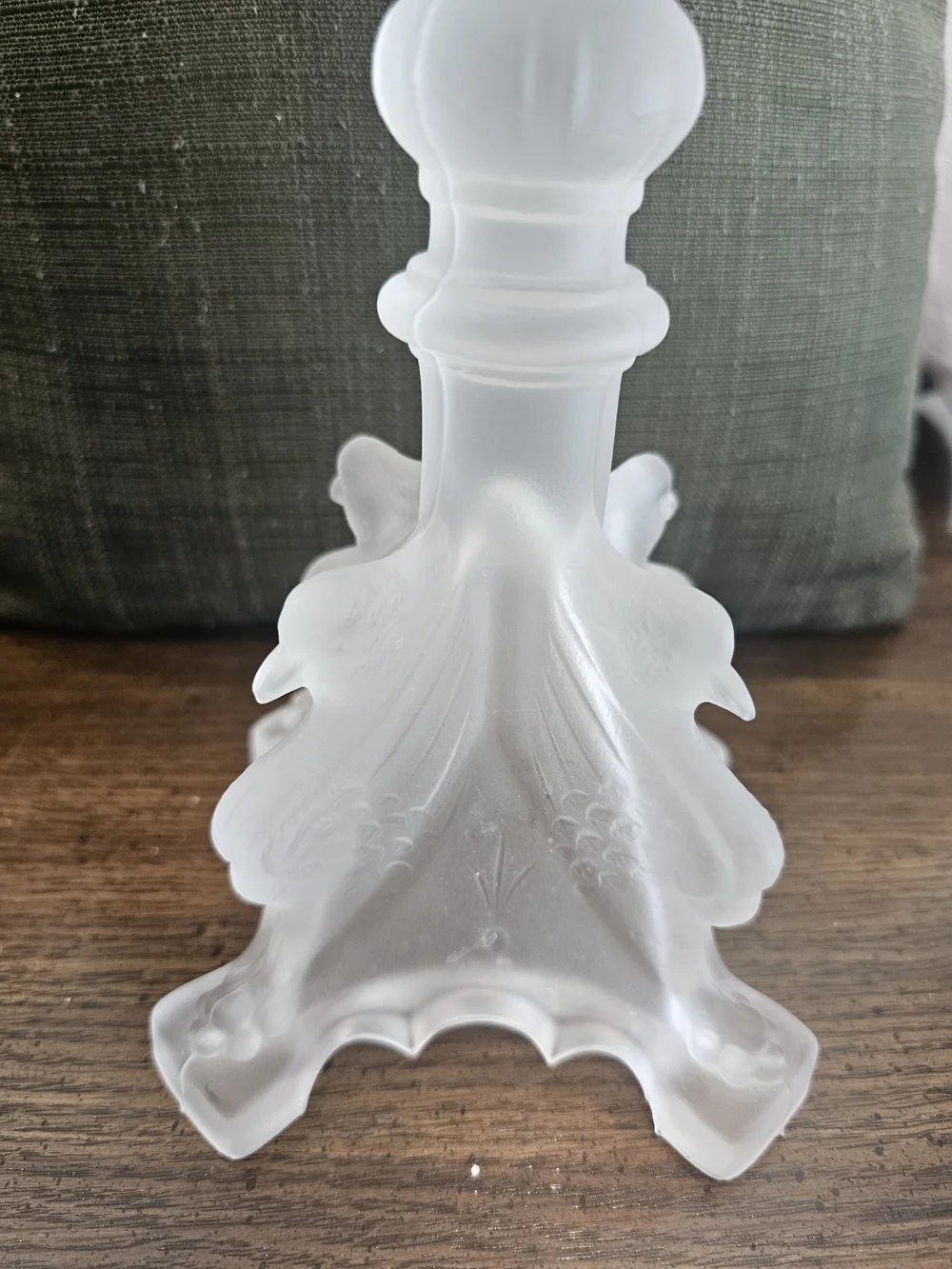 Antique Val Saint Lambert Frosted Crystal Candlestick 11” Belgian Glass